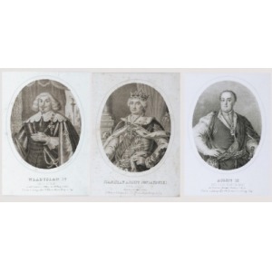 Aleksander LESSER, Henryk ASCHENBERGER, Zestaw 3 litografii - Królowie Polski