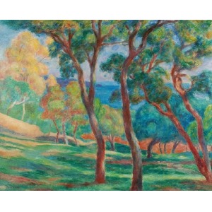 Józef PANKIEWICZ (1866-1940), Pinie na zboczu - Saint-Tropez, 1921