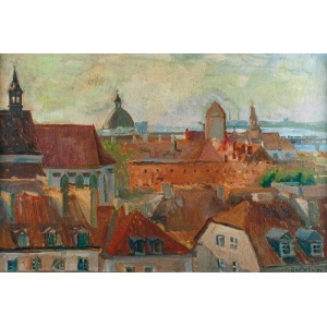 Jerzy RUPNIEWSKI (1888-1950), Panorama miasta widziana z góry [Świecie nad Wisłą?]