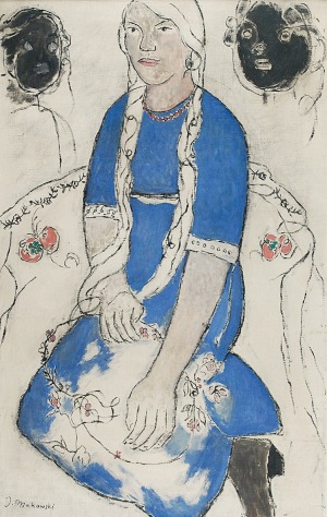 Tadeusz MAKOWSKI (1882-1932), Petite fille. Siedząca dziewczyna z warkoczami, 1909-1912