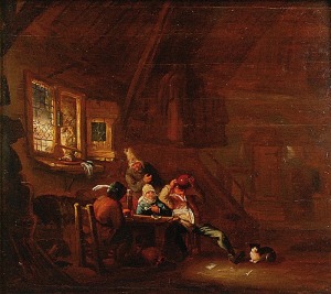 Adriaen van OSTADE (1610-1685) - przypisywany, Scena rodzajowa we wnętrzu