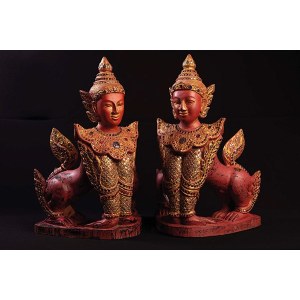 Manussiha / Manokthiha mythical couple, early 20th century, Burma