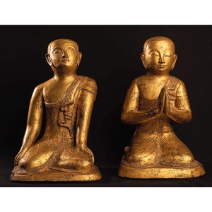 Pair of Buddhist monks, disciples of Buddha: Sariputta and Mogallana, 19th century, Burma