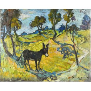Janina MUSZANKA-ŁAKOMSKA (1920-1982), Landschaft mit Esel, 1954
