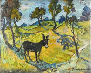 Janina MUSZANKA-ŁAKOMSKA (1920-1982), Paesaggio con asino, 1954