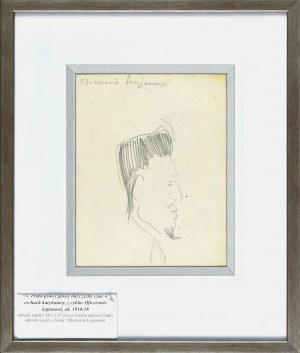 Stanisław KAMOCKI (1875-1944), Profilo destro della testa di un uomo, schizzo con tratti caricaturali, dalla serie: Ufficiali legionari, 1914-1918 ca.