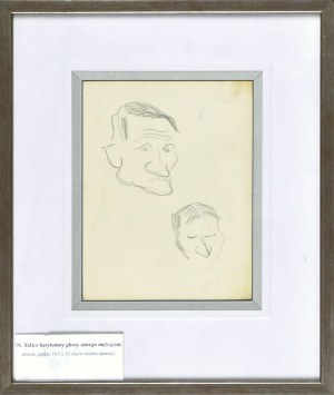 Stanisław KAMOCKI (1875-1944), Szkice karykatury głowy starego mężczyzny