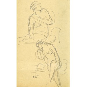 Wojciech WEISS (1875-1950), Skica ženského aktu v dvoch pohľadoch