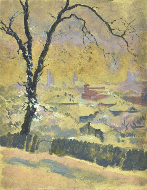 Józef PIENIĄŻEK (1888-1953), Pejzaż miejski zimą