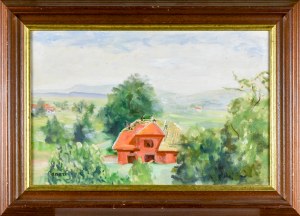 Irena WEISS - ANERI (1888-1981), Kalvarienberg - Landschaft mit Haus im Bau, ca. 1970