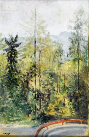 Irena WEISS - ANERI (1888-1981), Bäume - Serpentinenansicht der Straße nach Szczwnica, 1961
