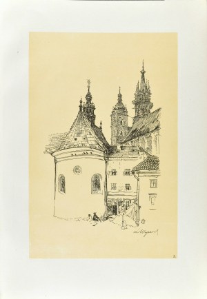 Leon WYCZÓŁKOWSKI (1852-1936), Église de la Vierge Marie depuis la petite place du marché, 1915