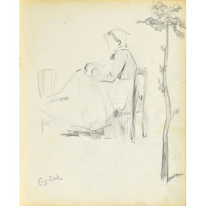 Eugeniusz ZAK (1887-1926), Mężczyzna siedzący przy stoliku kawiarnianym (Pont-Aven?)