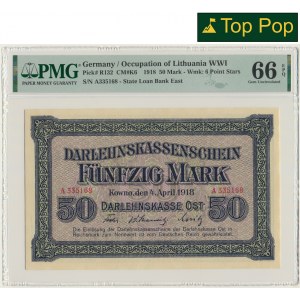 Kowno, 50 Mark 1918 - A - PMG 66 EPQ