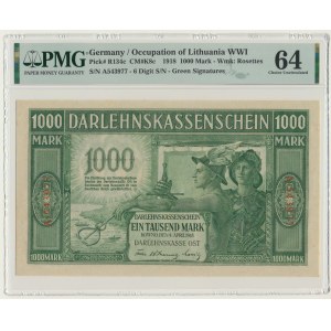 Kowno, 1.000 Mark 1918 - A - 6 digit series - PMG 64