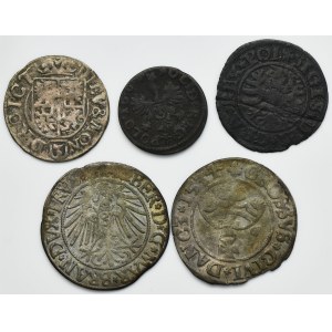 Lot, Poland and Ducal Prussia, Schilling, Groschen and 3 Polker (5 pcs.)
