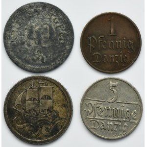 Lot, Free City of Danzig and City of Thorn, Pfennig and 1/2 gulden (4 pcs.)