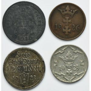 Lot, Free City of Danzig and City of Thorn, Pfennig and 1/2 gulden (4 pcs.)