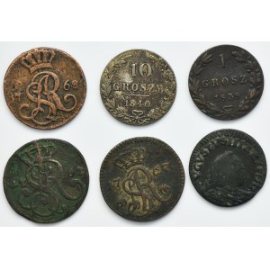 Lot, Augustus III of Poland, Poniatowski and Kingdom of Poland, Groschen and 10 groschen (6 pcs.)