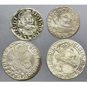 Ensemble, Sigismond III Vasa, 3 Kruciera, Trojak, Sixpence (4 pièces).