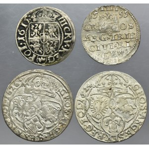 Ensemble, Sigismond III Vasa, 3 Kruciera, Trojak, Sixpence (4 pièces).