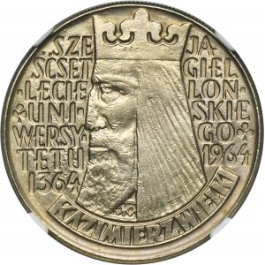 10 złotych 1964 Kazimierz Wielki - NGC AU58 - wklęsły napis na awersie
