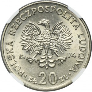 20 złotych 1974 Nowotko - NGC MS62