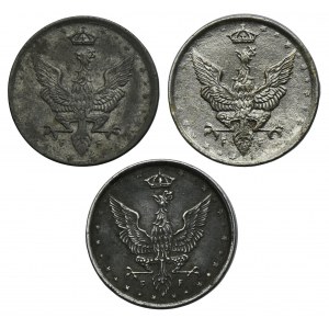 Ensemble, Royaume de Pologne, 10 fenig 1917 (3 pièces).