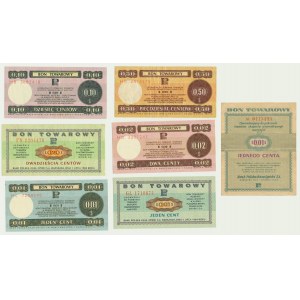 Pewex, ensemble de bons de 1 à 50 cents 1960-79 (7 pièces).