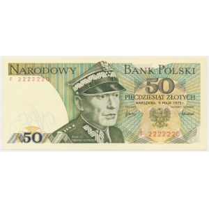 50 złotych 1975 - F 2222220 - ciekawy numer