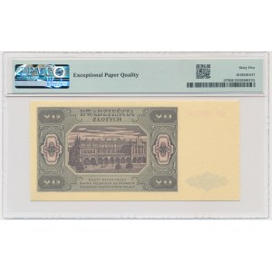 20 złotych 1948 - GR - PMG 65 EPQ - papier prążkowany