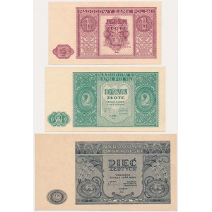 Zestaw, 1-5 złotych 1946 (3 szt.)