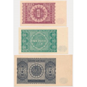 Zestaw, 1-5 złotych 1946 (3 szt.)
