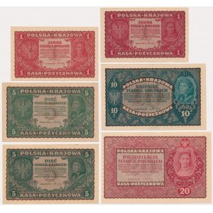 Zestaw, 1-20 marek 1919 (6 szt.)