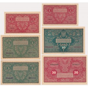 Zestaw, 1-20 marek 1919 (6 szt.)