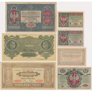 Zestaw, banknoty polskie 1916-22 (7 szt.)