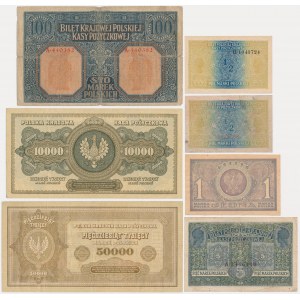 Zestaw, banknoty polskie 1916-22 (7 szt.)