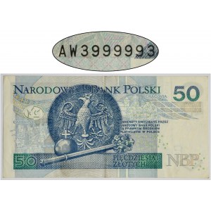 50 złotych 2017 - AW 3999993 - numer radarowy