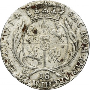 Augustus III of Poland, 18 Groschen Leipzig 1754 EC