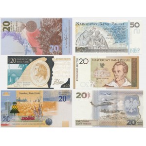 Zestaw, banknoty kolekcjonerskie 20-50 złotych 2006-22 (6 szt.)