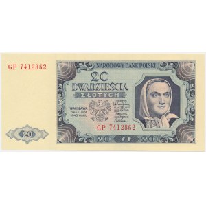 20 złotych 1948 - GP - papier prążkowany