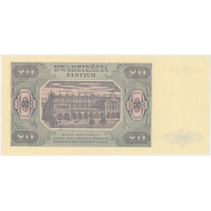 20 złotych 1948 - GP - papier prążkowany