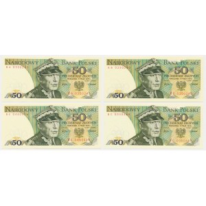 Zestaw, 50 złotych 1975 (4 szt.)