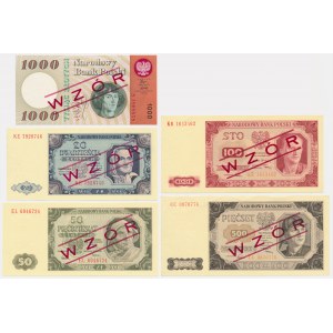 Zestaw, 20-1.000 złotych 1948-65 - WZÓR (5 szt.)