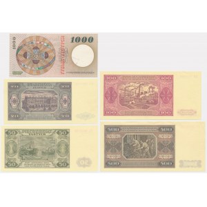 Zestaw, 20-1.000 złotych 1948-65 - WZÓR (5 szt.)