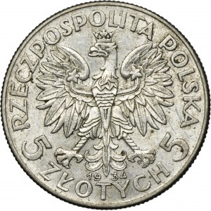 Głowa Kobiety, 5 złotych Warszawa 1934