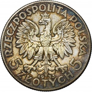 Głowa Kobiety, 5 złotych Warszawa 1933