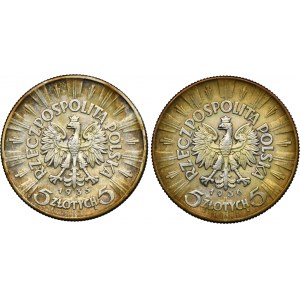 Zestaw, Piłsudski, 5 złotych 1935-1936 (2 szt.)