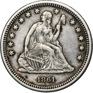 USA, 1/4 Dollar Philadelphie 1861 - Liberté assise