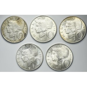 Set, Austria, Second Republic, 10 Schilling Wien (5 pcs.)